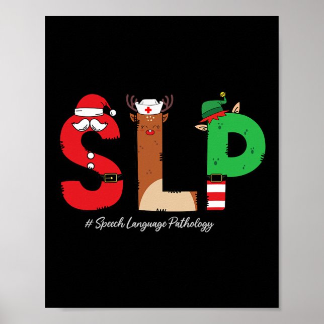 Slp Speech Language Pathologist Christmas Slp Sant Poster (Vorne)