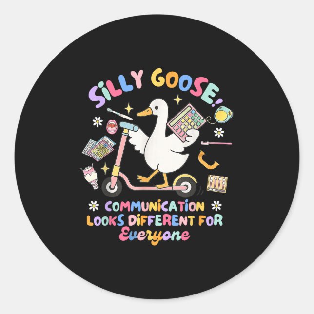 Slp Speechie Albern Goose Communication sieht ande Runder Aufkleber (Vorderseite)