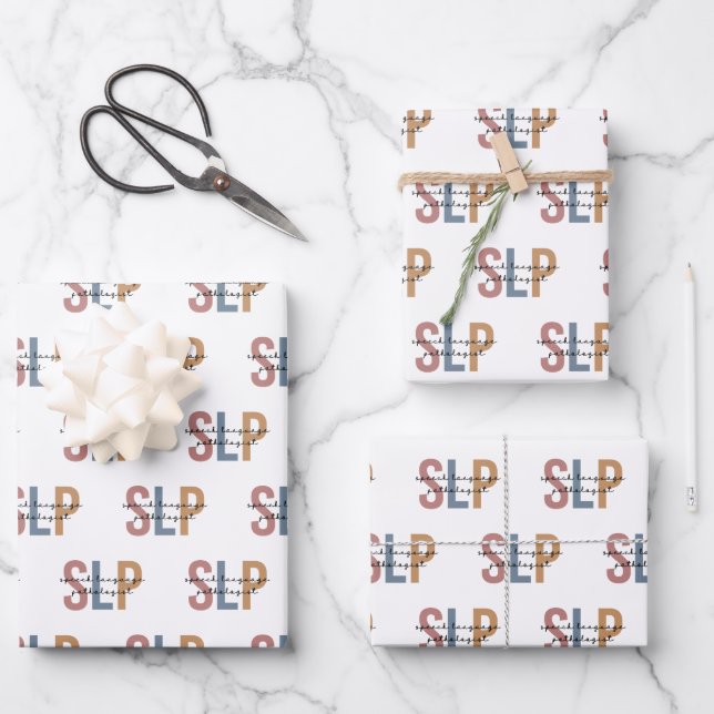 SLP-Sprachpathologe Retro Geschenkpapier Set (Vorderseite)