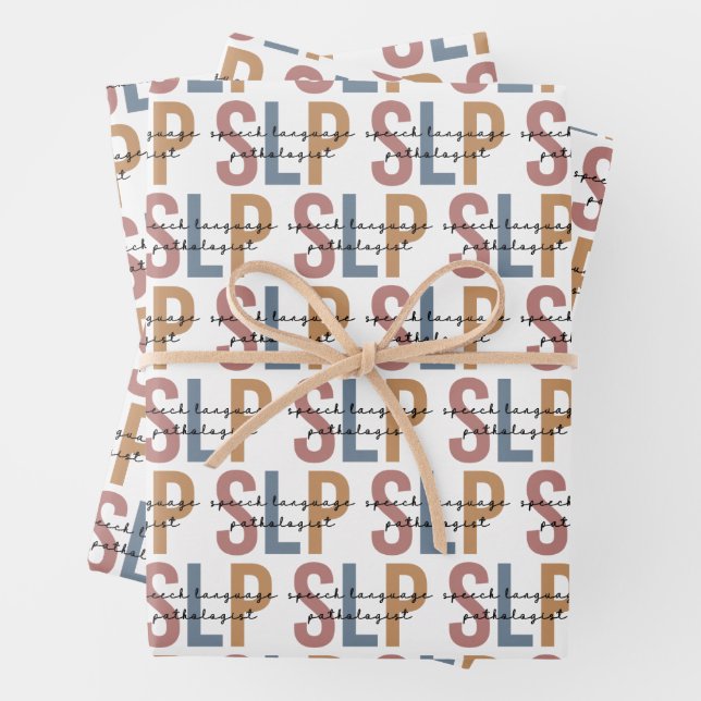 SLP-Sprachpathologe Retro-Muster Geschenkpapier Set (Beispiel)