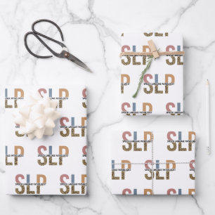 SLP-Sprecher Pathologe Leopard Print Typografy Geschenkpapier Set