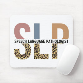 SLP-Sprecher Pathologe Leopard Print Typografy Mousepad