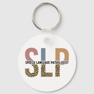 SLP-Sprecher Pathologe Leopard Print Typografy Schlüsselanhänger