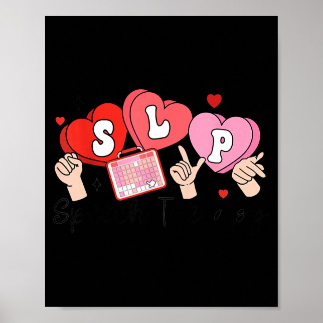 Slp Valentine's Day Speech Language Pathologist St Poster (Vorne)