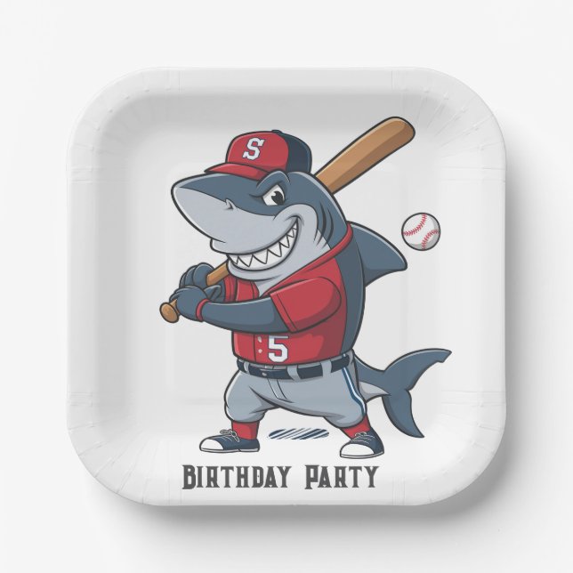 Slugger Shark Birthday Bash Pappteller (Vorderseite)