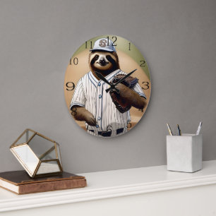 "Slugger Sloth: Langsam und standhaft an der Platt Große Wanduhr