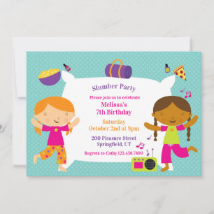 Slumber Birthday Party Flat Einladung