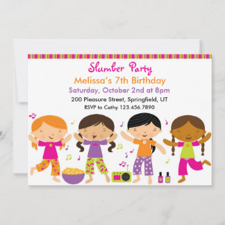 Slumber Birthday Party Flat Einladung