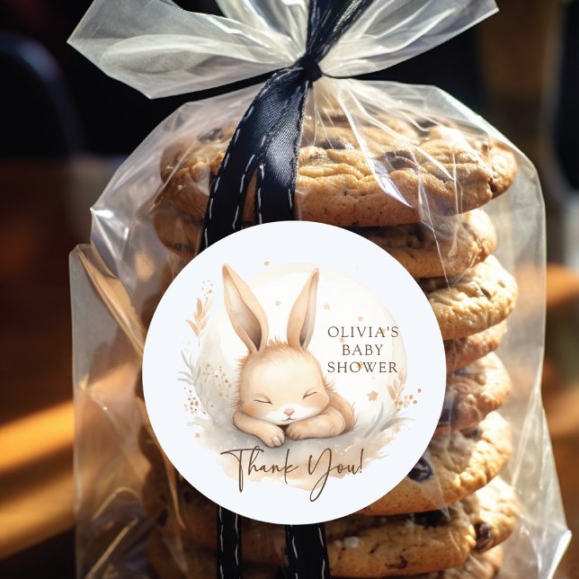 Slumber Bunny Boys Baby Dusche Runder Aufkleber (Von Creator hochgeladen)