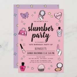 Slumber Makeup Wellness-Center Party Pink Girl Geb Einladung