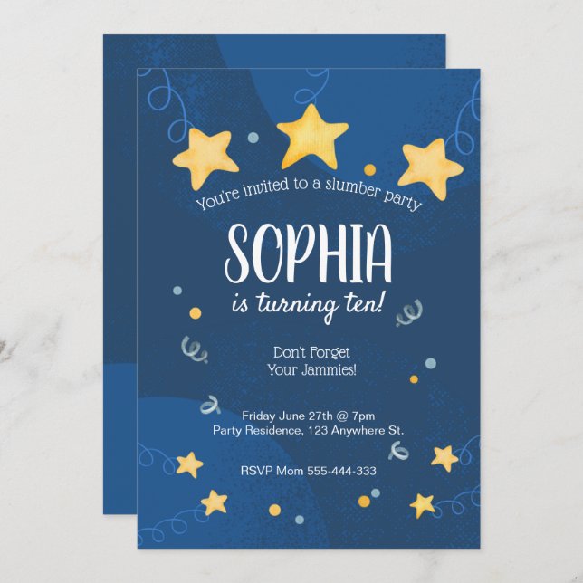 Slumber Party Einladung Sleepover Geburtstag (Vorne/Hinten)