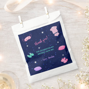 Slumber Party Girl Pink Lila Geburtstag Vielen Dan Geschenktütchen