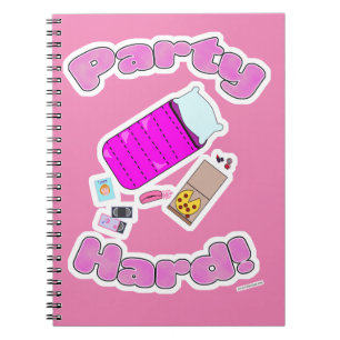 Slumber Party Hard Fun Slogan Cartoon Freude Notizblock