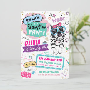 Slumber Party Mops Geburtstagseinladungen Welpen H