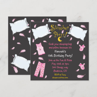 Slumber Party Pillow Fight Geburtstag Einladung