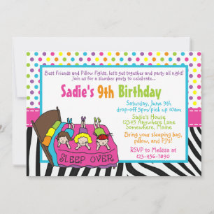 Slumber Party Sleepover Geburtstagsparty Einladung