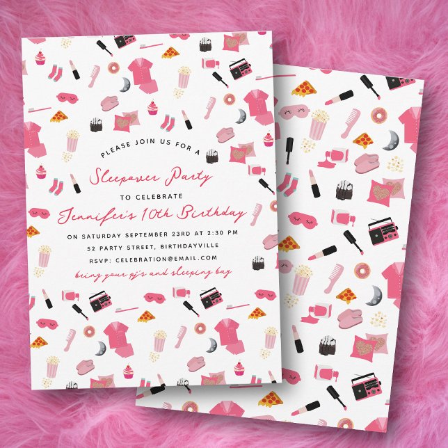 Slumber Party Sleepover Kindergeburtstag Party Einladung (Slumber Party Sleepover Kids Birthday Party Invitation)
