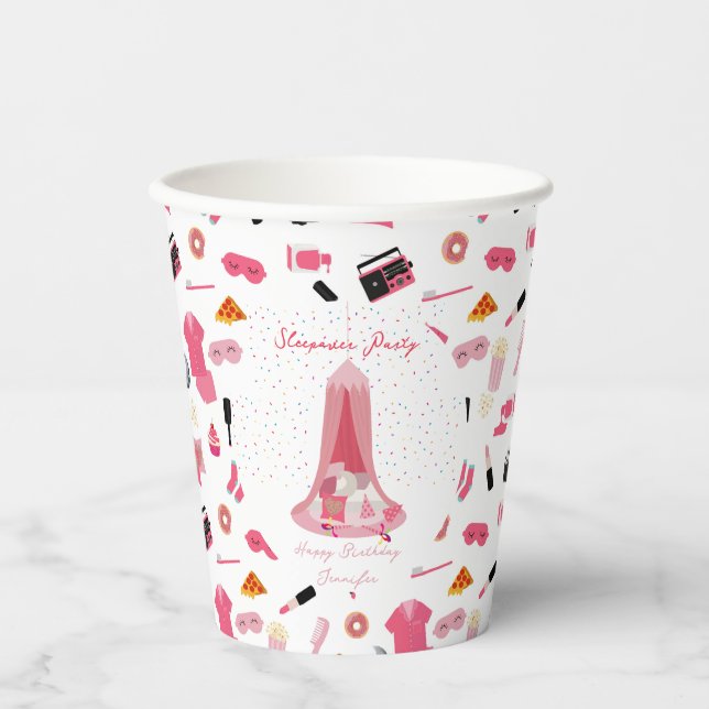Slumber Party Sleepover Zelt Kindergeburtstag Part Pappbecher (Vorderseite)