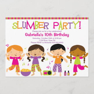 Slumber Party Spaß Geburtstag Einladung