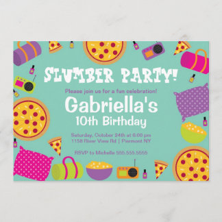 Slumber Party Spaß Geburtstag Einladung