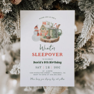 Slumber Party Winterschlaf Geburtstagsparty Einladung