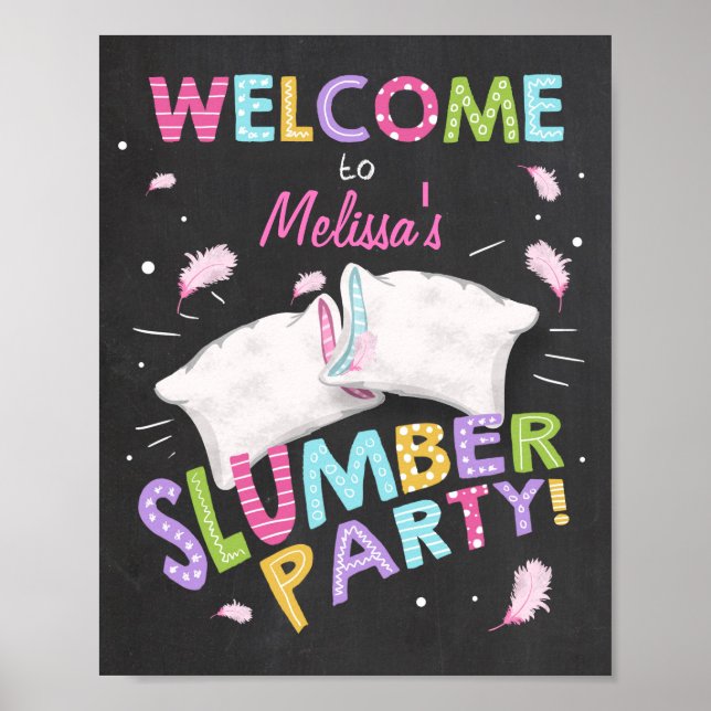Slumber Partys Welcome Sign Pajamas Sleepover Girl Poster (Vorne)