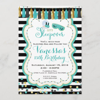 Slumber Sleepover Geburtstagsparty Einladung