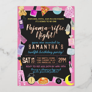 Slumber Sleepover Pajama-erbaut Folieneinladung