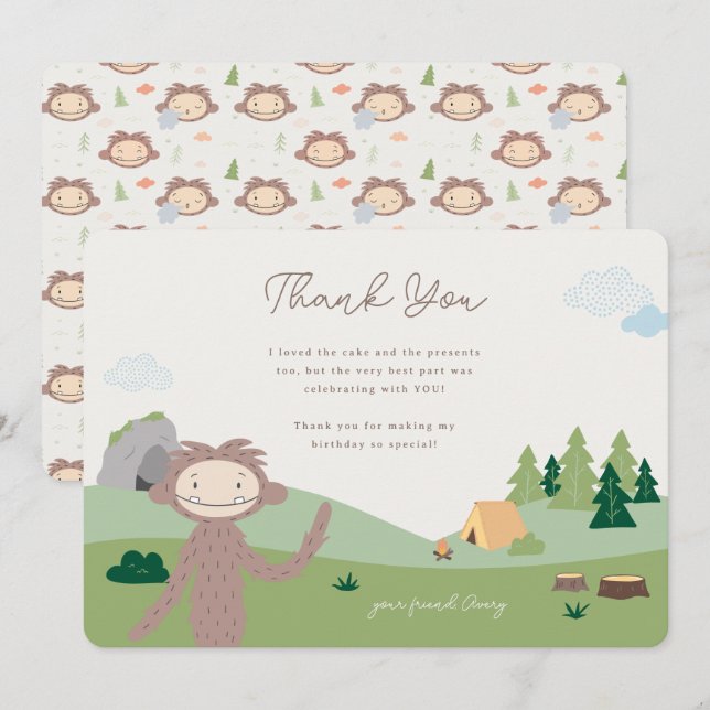 Slumberkins Bigfoot Birthday Dankeskarte (Vorne/Hinten)