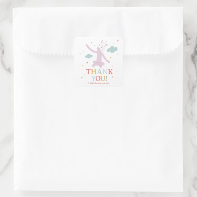 Slumberkins Einhorn Danke Quadratischer Aufkleber (Tasche)