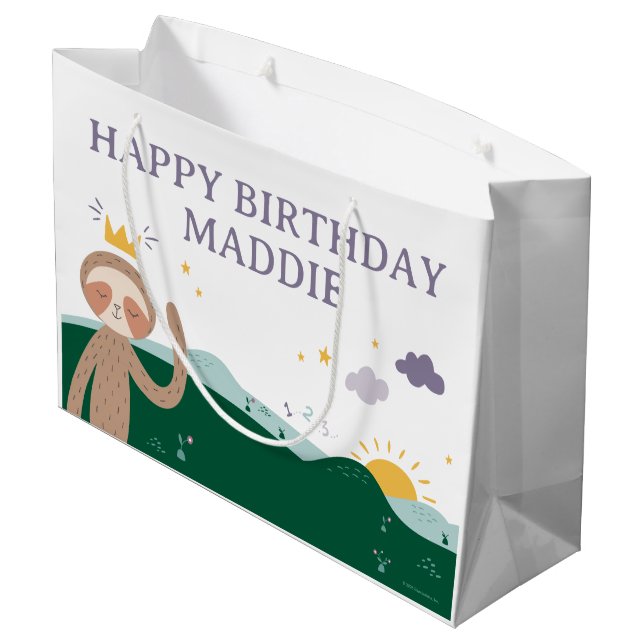 Slumberkins Faultier Geburtstag Große Geschenktüte (Rückseite Schrägansicht)