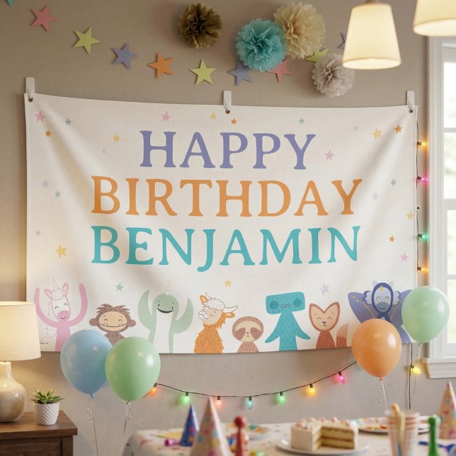 Slumberkins Geburtstag Banner (Banner simulated on wall)