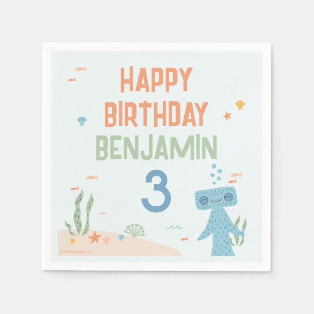 Slumberkins Hammerhai Geburtstag Serviette (Vorderseite)