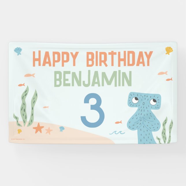 Slumberkins Hammerhead Birthday Yard Sign Banner (Horizontal)