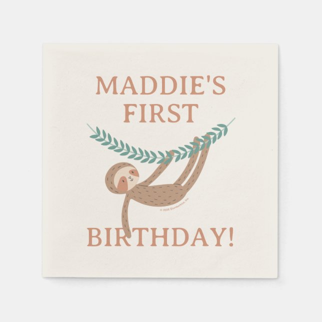Slumberkins Sloth Birthday Serviette (Vorderseite)