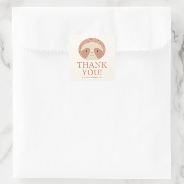 Slumberkins Sloth Thank You Quadratischer Aufkleber (Tasche)