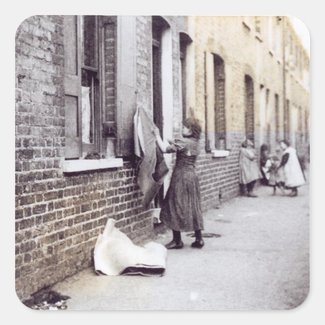 Slums London Quadratischer Aufkleber (Vorderseite)