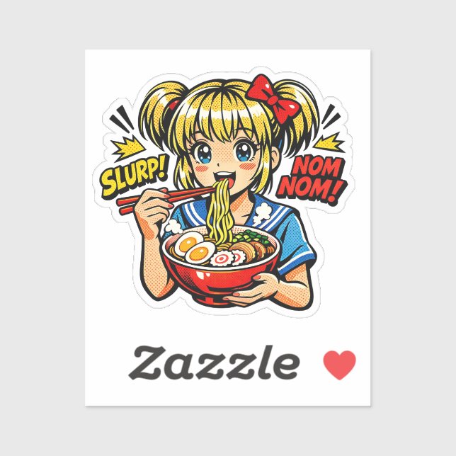 Slurp Nom Anime Girl Ramen Noodles Aufkleber (Blatt)