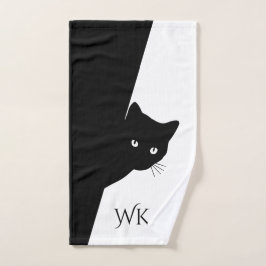 Sly Black Cat Monogram Badhandtuch Set
