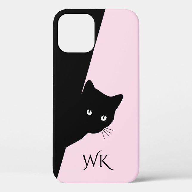 Sly Black Cat Monogram Pink Case-Mate iPhone Case (Rückseite)