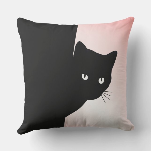Sly Black Cat Pink Kissen (Rückseite)