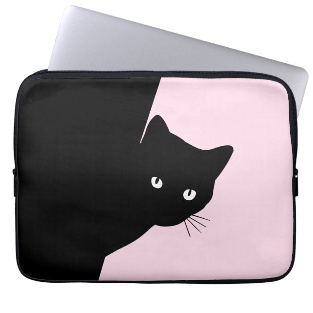 Sly Black Cat Pink Laptopschutzhülle (Vorderseite)