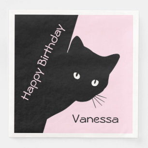 Sly Black Cat Pink Serviette