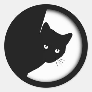 Sly Black Cat Runder Aufkleber