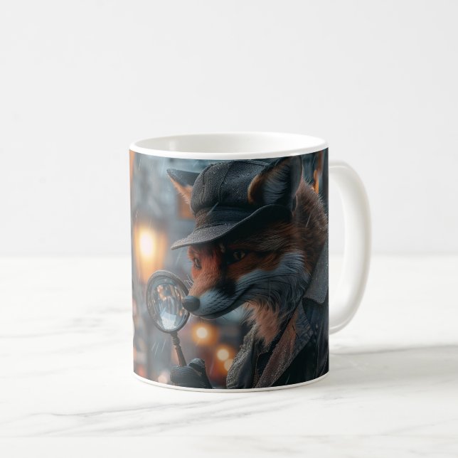 Sly fox Detektiv in noir Einstellung Kaffeetasse (VorderseiteRechts)