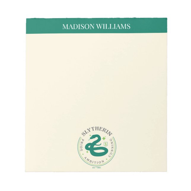 SLYTHERIN™ Green Snake House Pride Abzeichen Notizblock (Vorderseite)