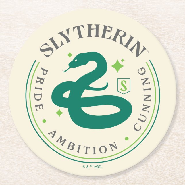 SLYTHERIN™ Green Snake House Pride Abzeichen Runder Pappuntersetzer (Vorderseite)