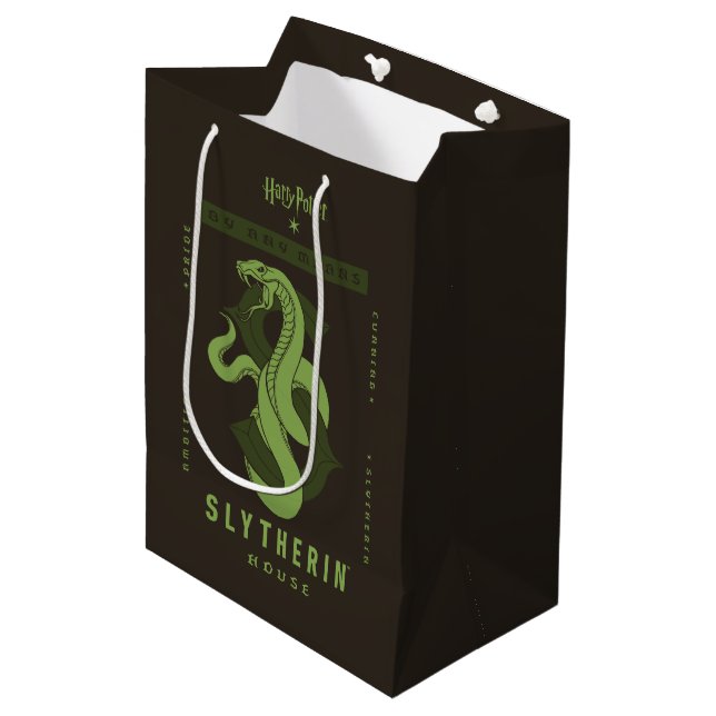 SLYTHERIN™ House auf jeden Fall Mittlere Geschenktüte (Vorderseite Schrägansicht)