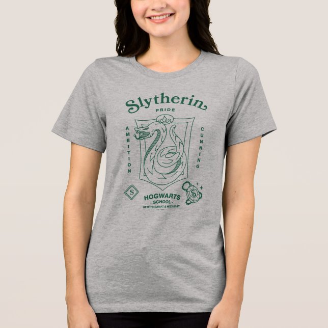 SLYTHERIN™ Stolz Ehrgeiz List Wappen Tri-Blend Shirt (Vorderseite)