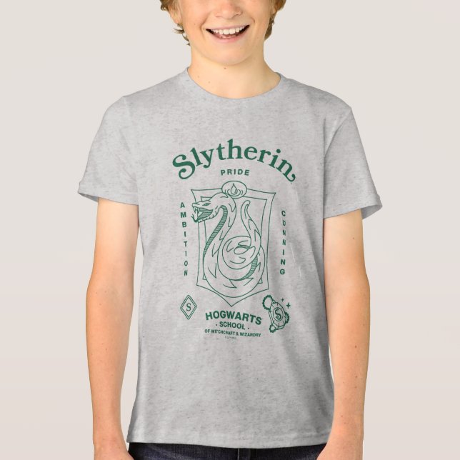 SLYTHERIN™ Stolz Ehrgeiz List Wappen Tri-Blend Shirt (Vorderseite)